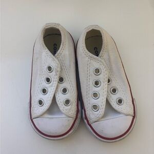 Converse Kids White Canvas Slip-Ons with Red Trim